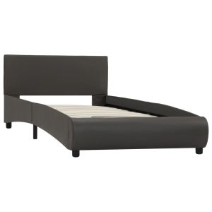 Bedframe kunstleer grijs 90x200 cm