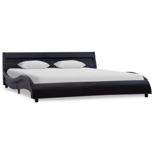 Bedframe met LED kunstleer zwart 120x200 cm