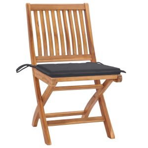 Tuinstoelen 4 st inklapbaar met kussens massief teakhout