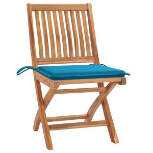 Tuinstoelen 4 st inklapbaar met kussens massief teakhout