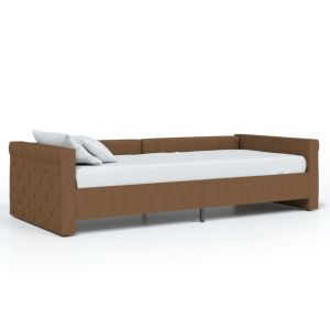 Slaapbank met USB stof bruin 90x200 cm