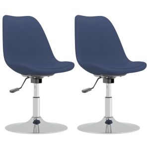 Eetkamerstoelen 2 st draaibaar stof blauw