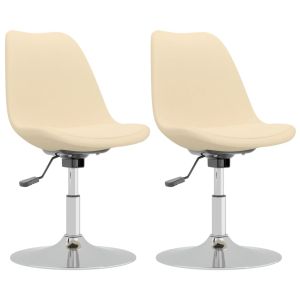 Eetkamerstoelen 2 st draaibaar stof crèmekleurig