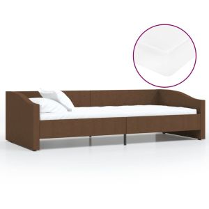 Slaapbank met matras en USB stof bruin 90x200 cm