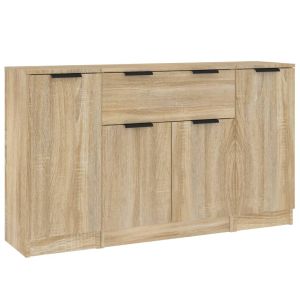 Dressoirs 3 st bewerkt hout sonoma eiken