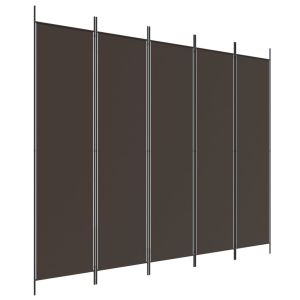 Kamerscherm met 5 panelen 250x200 cm stof bruin