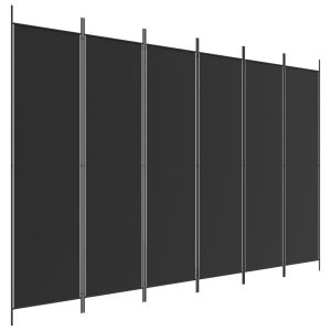 Kamerscherm met 6 panelen 300x200 cm stof zwart