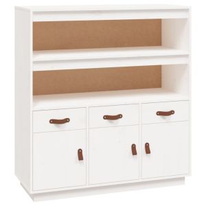 Hoge kast 100x40x108,5 cm massief grenenhout wit