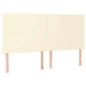 Hoofdborden 4 st 100x5x78/88 cm kunstleer crèmekleurig