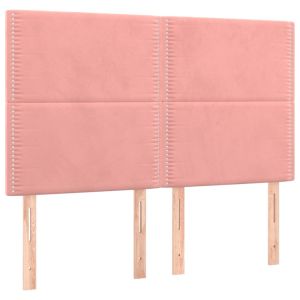 Hoofdborden 4 st 72x5x78/88 cm fluweel roze