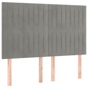 Hoofdborden 4 st 72x5x78/88 cm fluweel lichtgrijs