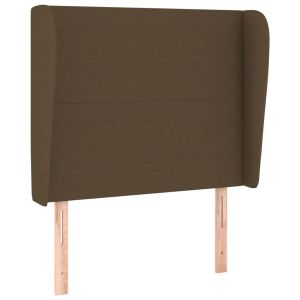 Hoofdbord met randen 103x23x118/128 cm stof donkerbruin
