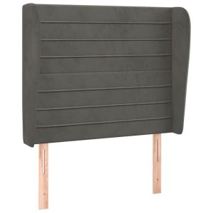 Hoofdbord met randen 83x23x118/128 cm fluweel donkergrijs