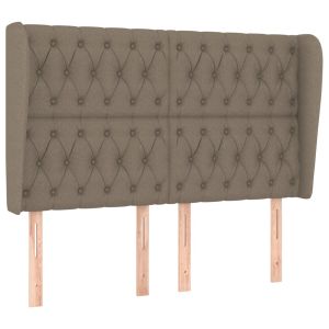 Hoofdbord met randen 147x23x118/128 cm stof taupe