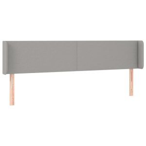 Hoofdbord met randen 203x16x78/88 cm stof lichtgrijs