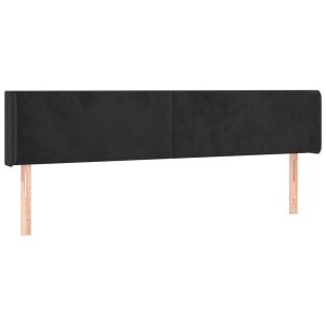 Hoofdbord met randen 163x16x78/88 cm fluweel zwart