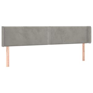 Hoofdbord met randen 163x16x78/88 cm fluweel lichtgrijs