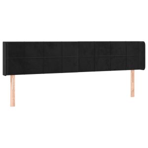 Hoofdbord met randen 203x16x78/88 cm fluweel zwart