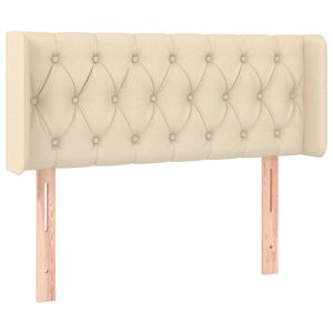 Hoofdbord met randen 93x16x78/88 cm stof crèmekleurig