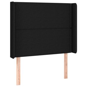 Hoofdbord met randen 93x16x118/128 cm stof zwart