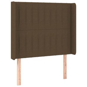 Hoofdbord met randen 103x16x118/128 cm stof donkerbruin
