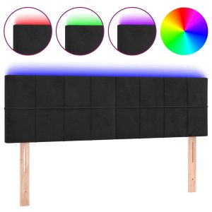 Hoofdbord LED 144x5x78/88 cm fluweel zwart