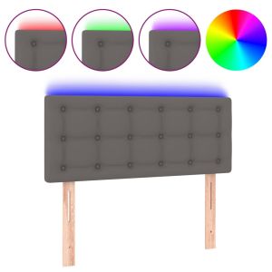 Hoofdbord LED 80x5x78/88 cm kunstleer grijs