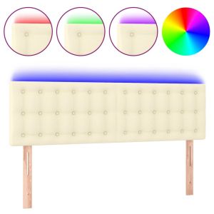 Hoofdbord LED 144x5x78/88 cm kunstleer crèmekleurig