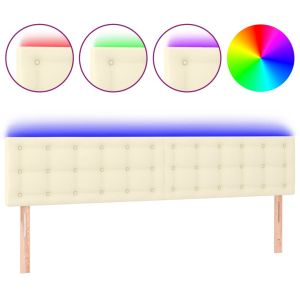 Hoofdbord LED 160x5x78/88 cm kunstleer crèmekleurig