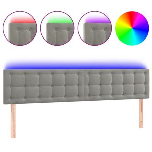 Hoofdbord LED 200x5x78/88 cm fluweel lichtgrijs
