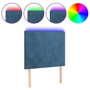 Hoofdbord LED 90x5x118/128 cm fluweel donkerblauw