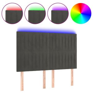 Hoofdbord LED 144x5x118/128 cm fluweel donkergrijs
