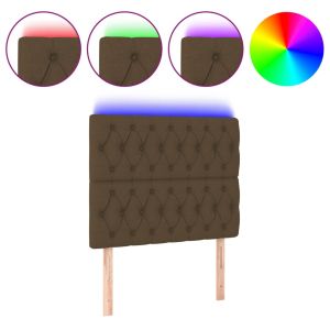 Hoofdbord LED 100x7x118/128 cm stof donkerbruin
