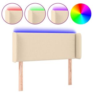 Hoofdbord LED 103x16x78/88 cm stof crèmekleurig