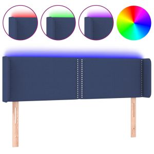 Hoofdbord LED 147x16x78/88 cm stof blauw
