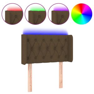 Hoofdbord LED 83x16x78/88 cm stof donkerbruin