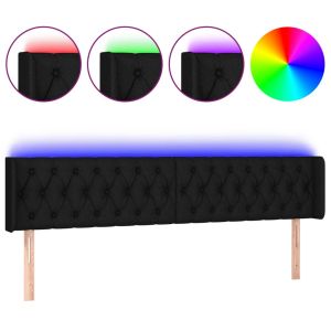 Hoofdbord LED 203x16x78/88 cm stof zwart