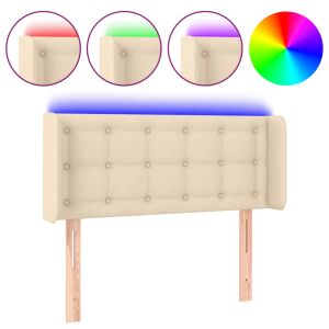 Hoofdbord LED 103x16x78/88 cm stof crèmekleurig