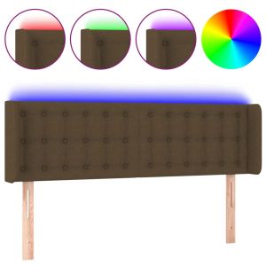 Hoofdbord LED 147x16x78/88 cm stof donkerbruin