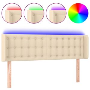 Hoofdbord LED 147x16x78/88 cm stof crèmekleurig