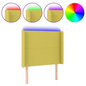 Hoofdbord LED 93x16x118/128 cm stof groen