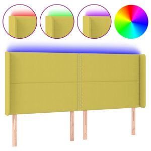 Hoofdbord LED 163x16x118/128 cm stof groen