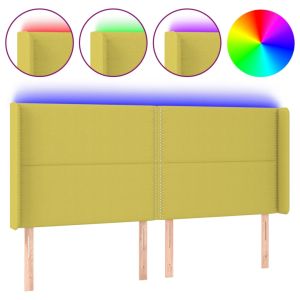 Hoofdbord LED 203x16x118/128 cm stof groen