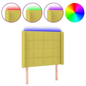 Hoofdbord LED 83x16x118/128 cm stof groen