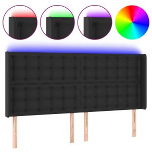 Hoofdbord LED 163x16x118/128 cm kunstleer zwart