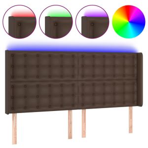 Hoofdbord LED 203x16x118/128 cm kunstleer bruin