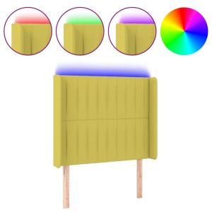 Hoofdbord LED 93x16x118/128 cm stof groen
