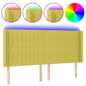 Hoofdbord LED 183x16x118/128 cm stof groen