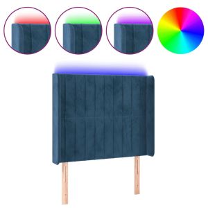 Hoofdbord LED 103x16x118/128 cm fluweel donkerblauw