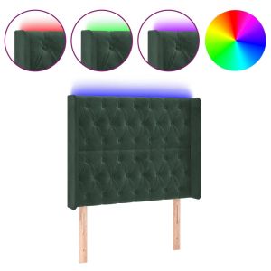 Hoofdbord LED 103x16x118/128 cm fluweel donkergroen